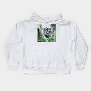 Lion profile and Botanical illustration Kids Hoodie